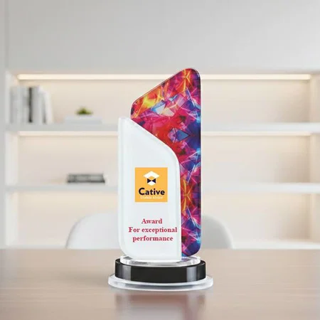Multicolor Crystal Customized Trophy Award - 10.75 Inch