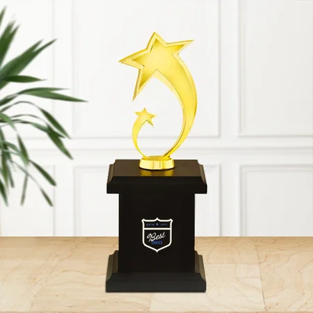 Golden Flying Stars Customized Trophy Award - 25.5 CM