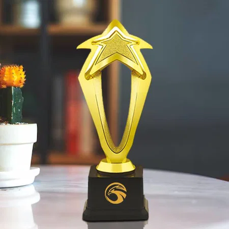 Victory Star Golden Customized Trophy Award - 18 CM
