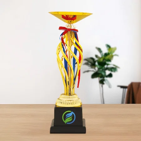 Multi Color Ribbon Premium Customized Trophy Award - 35.5 CM