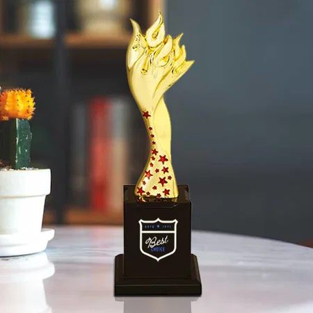 Little Red Stars Golden Customized Trophy Award - 33 CM