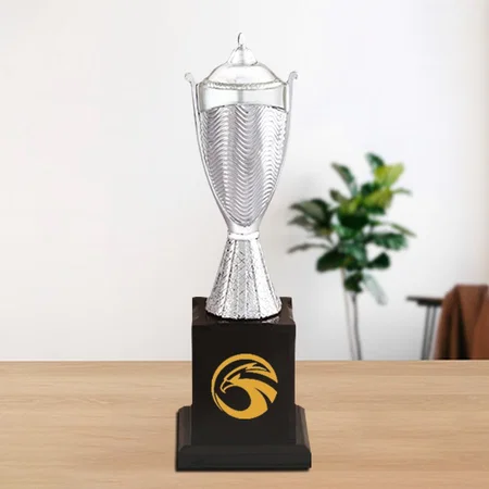 Silver Cup Customized Trophy Award - 35.5 CM