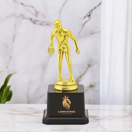 Tennis Player Golden Customized Trophy Award - 15.5 CM