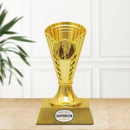 Golden Conical Cup Customized Trophy Award - 12.5 CM
