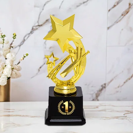 Cricket Golden Customized Trophy Award - 21.5 CM