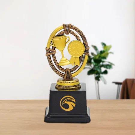 Golden Premium Customized Trophy Award - 15 CM