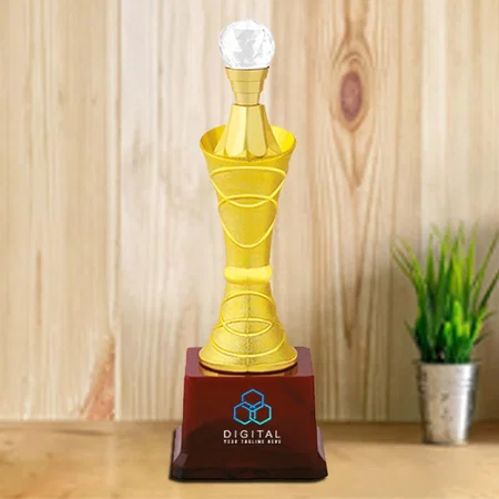 Pearl On Top Golden Cup Customized Trophy Award