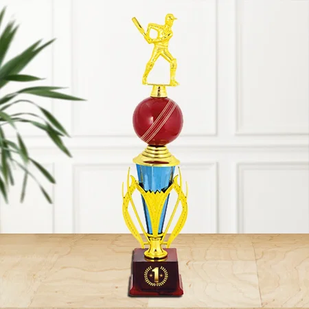 Cricket Batsman Golden Customized Trophy Award