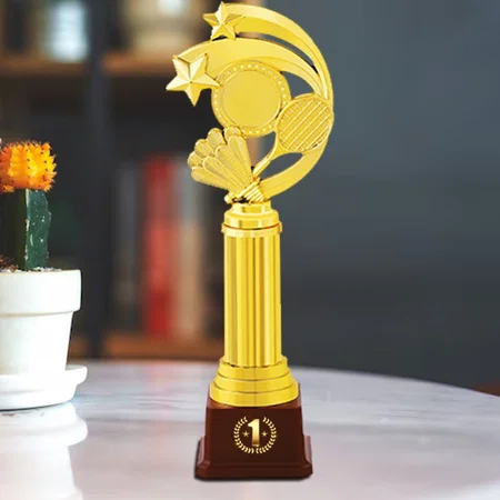 Badminton Racket Golden Customized Trophy Award