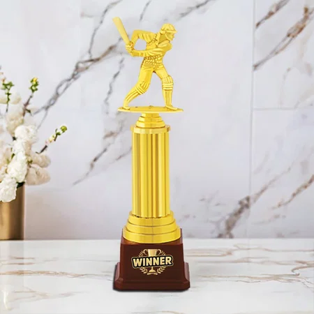 Cricket Batsman Golden Customized Trophy Award