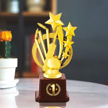 Cricket Bowling Golden Customized Trophy Award - 19.5 CM