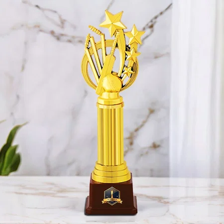Cricket Clean Bold Golden Customized Trophy Award