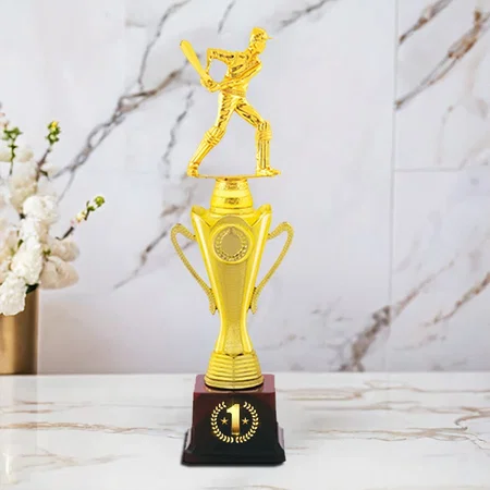 Cricket Player Golden Customized Trophy Award