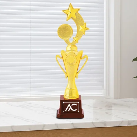 3 Stars Golden Customized Trophy Award