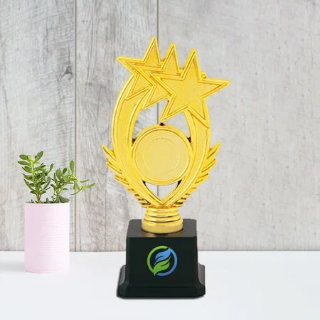 Tri-Star Golden Customized Trophy Award