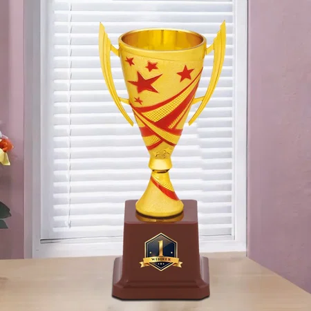 Red Stars on Golden Cup Customized Trophy Award