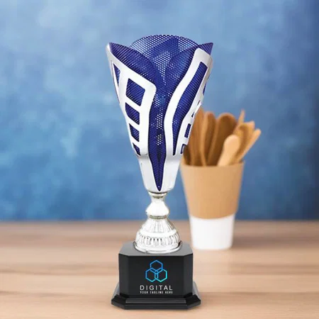 Blue & Silver Premium Customized Trophy Award - 40 CM