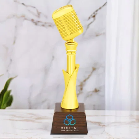 Singer Musician Mic Customized Trophy Award - 30 CM