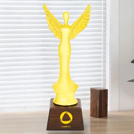 Rising Angel Golden Customized Trophy Award - 29 CM