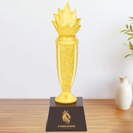 Golden Flame Customized Trophy Award - 28 CM