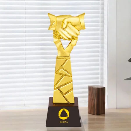 Handshake Design Customized Trophy Award - 28 CM