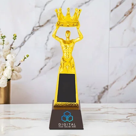 Crown Bodybuilder Golden Customized Trophy Award - 31.5 CM