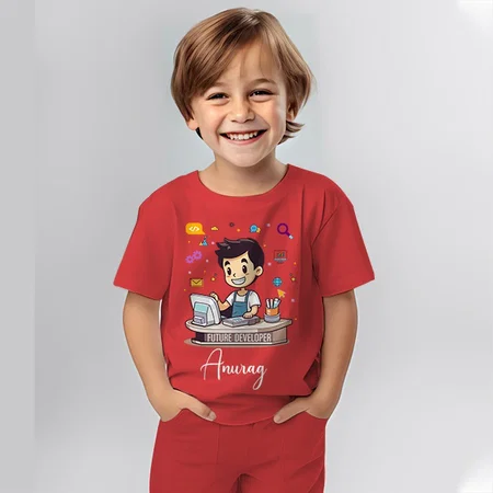 Future Developer Customized Cotton Co-ord Set for Kids