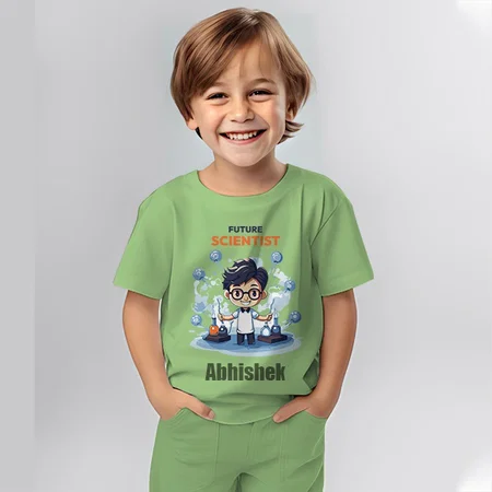 Future Scientist Customized Cotton Co-ord Set for Kids
