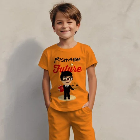 Future Lawyer Customized Cotton Co-ord Set for Kids