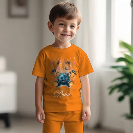 Christmas Ball Customized Cotton Co-ord Set for Kids