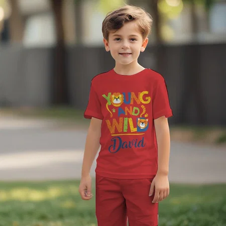 Young And Wild Customized Cotton Co-ord Set for Kids