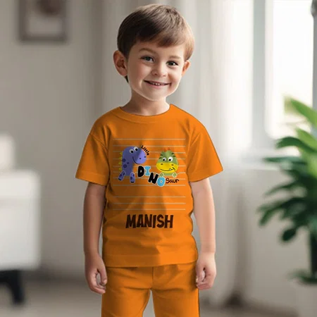 Little Dinosaur Customized Cotton Co-ord Set for Kids