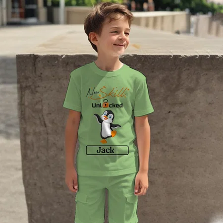 New Skill Unlocked Customized Cotton Co-ord Set for Kids