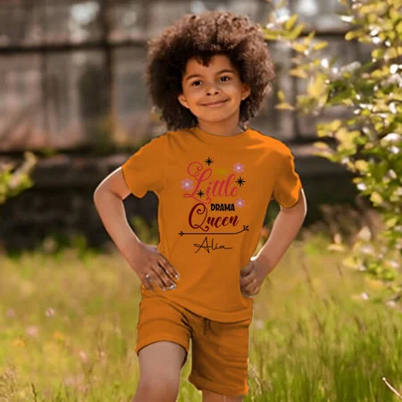 Little Drama Queen Customized Cotton Co-ord Set for Kids