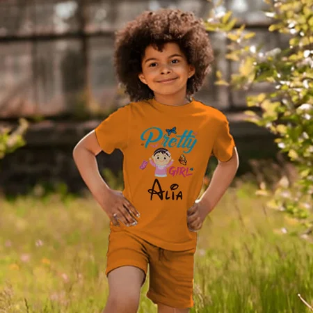 Pretty Girl Customized Cotton Co-ord Set for Kids