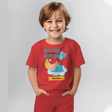 Welcome To The World Customized Cotton Co-ord Set for Kids
