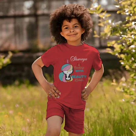 Rocking With Her Beauty Looks  Customized Cotton Co-ord Set for Kids