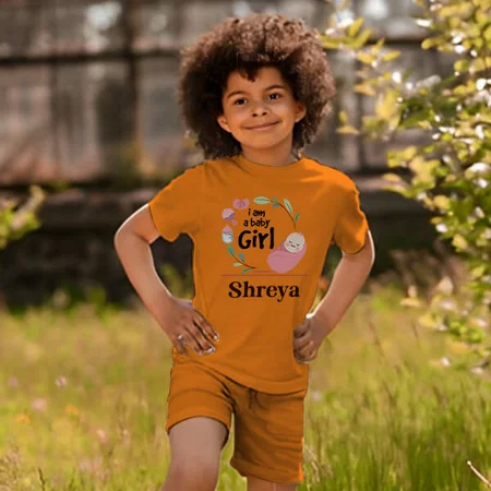 I Am a Baby Girl Customized Cotton Co-ord Set for Kids