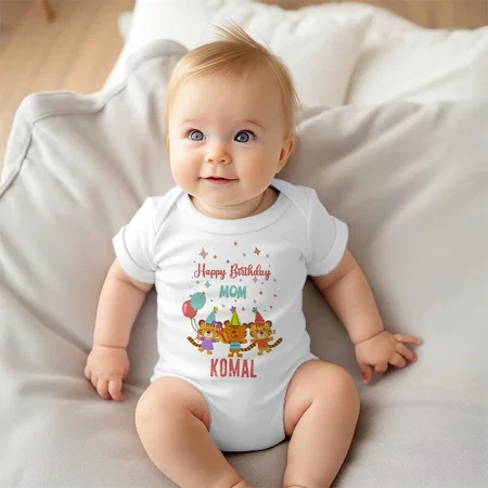 Happy Birthday Mom Customized Photo Printed Infant Romper for Boys & Girls