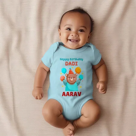 Happy Birthday Dadi Grandmother Customized Photo Printed Infant Romper for Boys & Girls