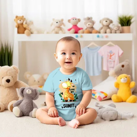 Giraffe Customized Photo Printed Infant Romper for Boys & Girls