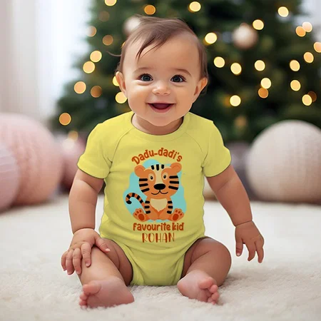 Dadu Dadi's Favortite Kid Customized Photo Printed Infant Romper for Boys & Girls