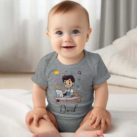 Future Developer Customized Photo Printed Infant Romper for Boys & Girls