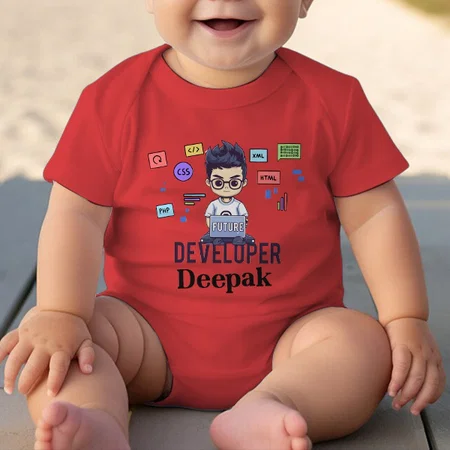 Future Developer Customized Photo Printed Infant Romper for Boys & Girls