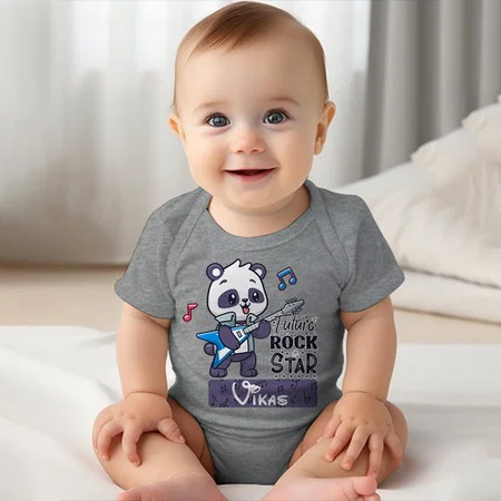 Future Rock Star Customized Photo Printed Infant Romper for Boys & Girls