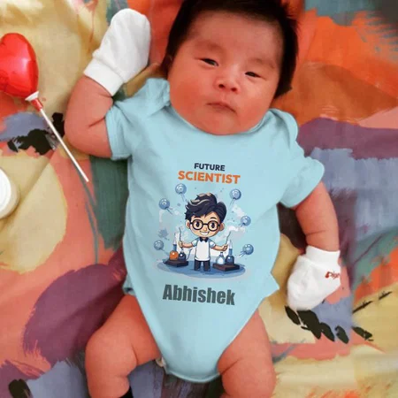 Future Scientist Customized Photo Printed Infant Romper for Boys & Girls