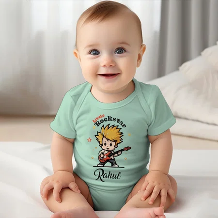Little Rockstar Customized Photo Printed Infant Romper for Boys & Girls
