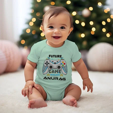 Future Game Developer Customized Photo Printed Infant Romper for Boys & Girls