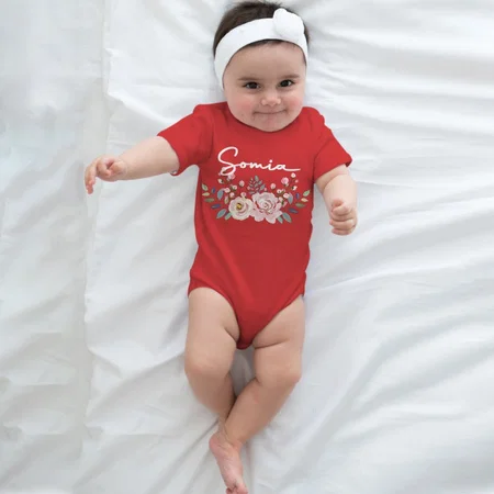Flowers Customized Photo Printed Infant Romper for Boys & Girls