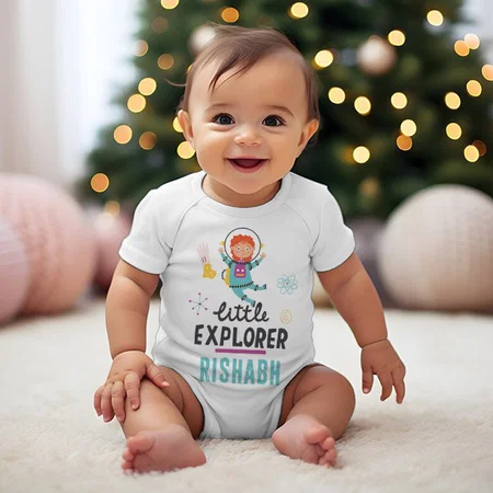 Little Explorer Customized Photo Printed Infant Romper for Boys & Girls